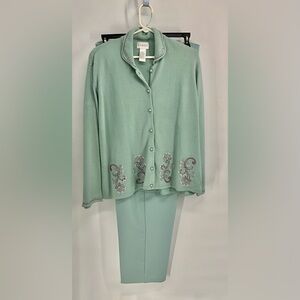 Koret Mint Green Embellished Cardigan (XL) Pants 18
